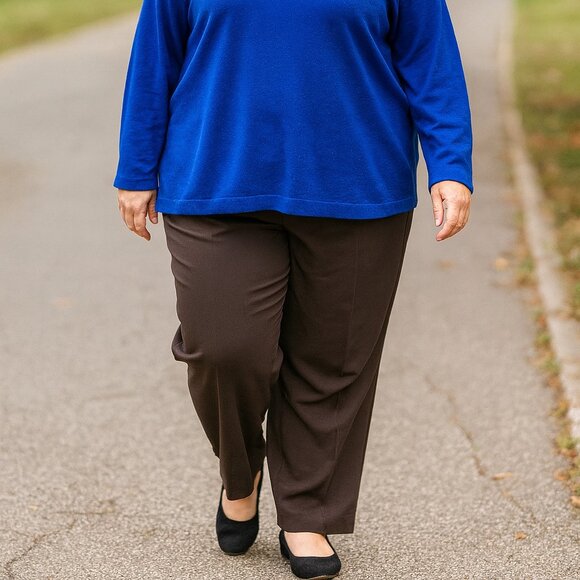 Kim Rogers Caroline Pants 20W Straight Leg Brown Pull On Comfort Fit NWT - Picture 7 of 7